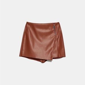 Zara Brown Leather Shorts